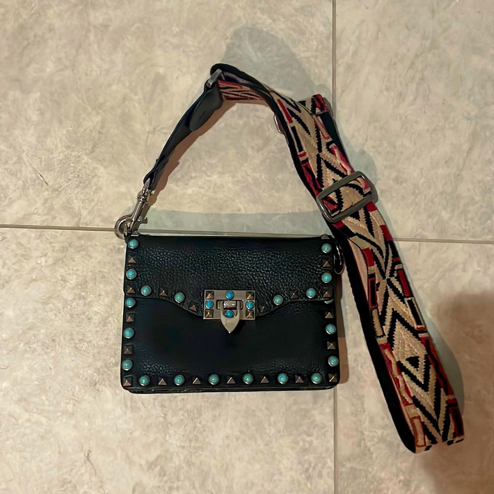 Beautiful Valentino guitar strap rock stud bag.